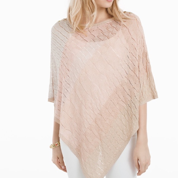 🆕 TOASTED SEASAME - NWT [whbm] ombre poncho sweater size XS - Picture 1 of 11